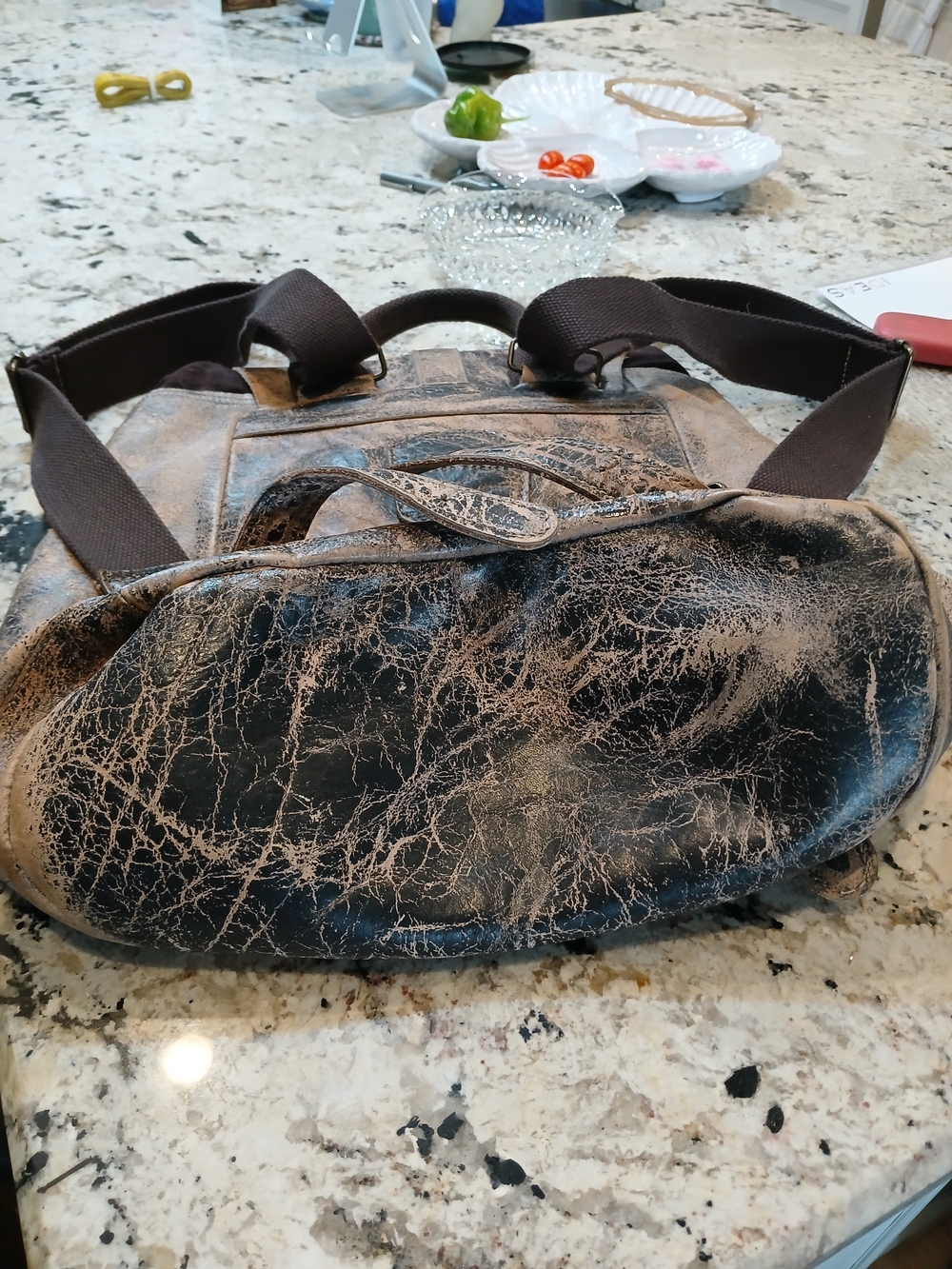 BED STU Distressed Leather JERICHO Brown Backpack - Picture 5 of 13